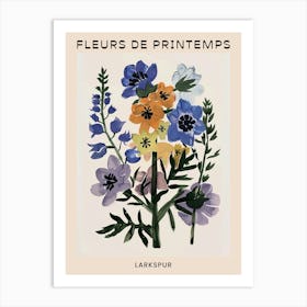 Spring Floral French Poster  Larkspur 3 Art Print