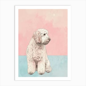 Pastel Lagotto Romagnolo Dog Pastel Line Illustration  3 Art Print