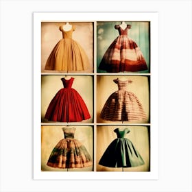 Collage Of Vintage Couture Dresses Art Print