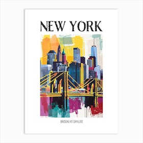 Brooklyn Skyline New York Colourful Silkscreen Illustration 2 Poster Art Print