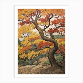 European White Elm 1 Vintage Autumn Tree Print  Art Print