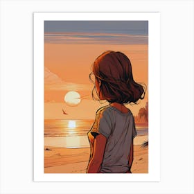 Girl At The Beach Art Print