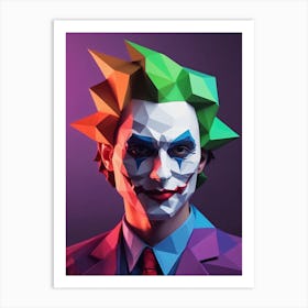 Joker Portrait Low Poly Geometric (15) Art Print
