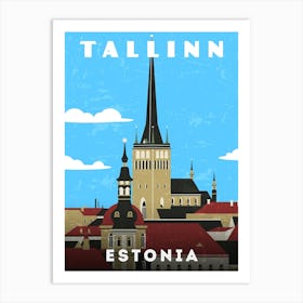 Tallinn, Estonia — Retro travel minimalist poster Art Print