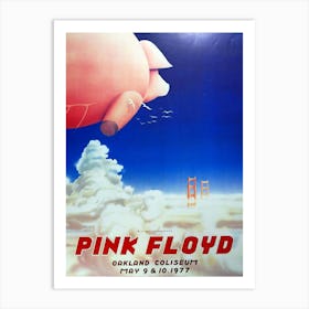 Vintage Rare Collectible Pink Floyd Oakland Concert Rock Poster Art Print