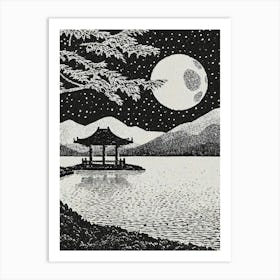 Moonlight Over The Lake Art Print