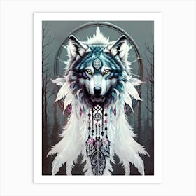 Wolf Dreamcatcher 14 Art Print