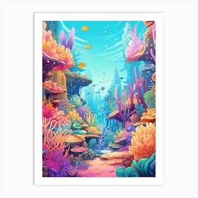 Coral Reef Cartoon 2 Art Print