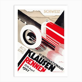 1927 Switzerland International Klausen Rennen Racing Poster Art Print