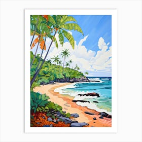 El Yunque Beach, Puerto Rico, Matisse And Rousseau Style 2 Art Print