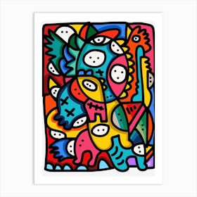 Paper Graffiti Colorful Tribal Dreams Art Print