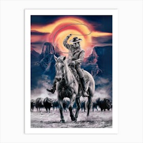 Cowboy On Horseback Art Print