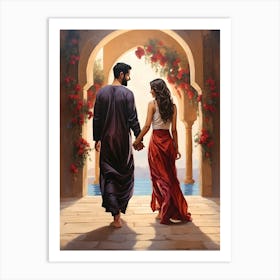 Man And A Woman Holding Hands Art Print