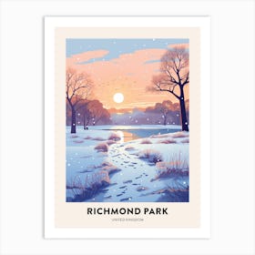 Winter Night  Travel Poster Richmond Park England 1 Art Print