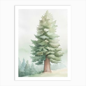 Sequoia Tree Atmospheric Watercolour Painting 3 Art Print