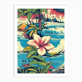 Maui Hawaii, California, Inspired Travel Pattern 4 Art Print