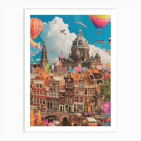 Amsterdam   Retro Collage Style 2 Art Print