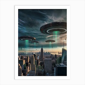 Aliens Over New York City Art Print