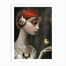 Woman With Headphones 44 Art Print