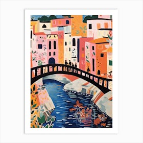 Ponte Della Maddalena, Lucca, Italy Colourful 3 Art Print