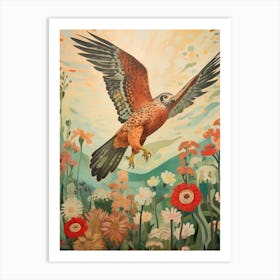 Falcon 3 Detailed Bird Painting Art Print