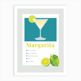 Margarita Recipe Art Print