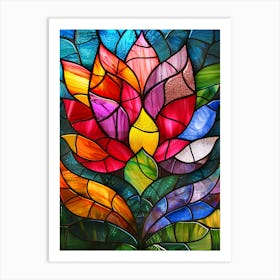 Colorful Stained Glass Flowers Art Print