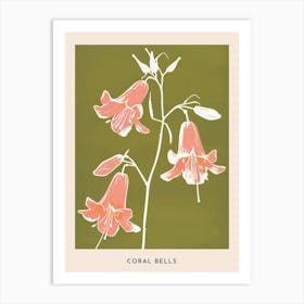 Pink & Green Coral Bells Flower Poster Art Print