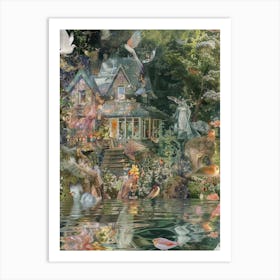 Fairytale Monet Pond Scrapbook Collage 2 Art Print
