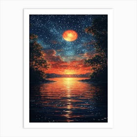 Moon And Stars 15 Art Print