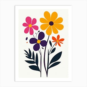 Flowers On A White Background 11 Art Print