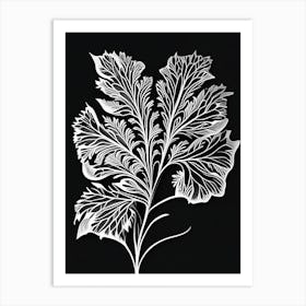 Cilantro Leaf Linocut 2 Art Print