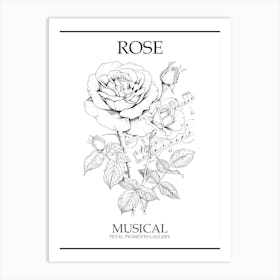 Rose Musical Line Drawing 4 Poster Art Print
