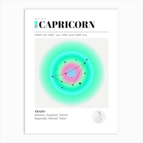 Capricorn, Astrology, Zodiac Aura, Gradient Poster Art Print