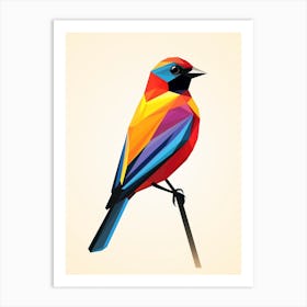 Colourful Geometric Bird Cowbird 3 Art Print