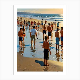 Crowded Beach Walk Art Print