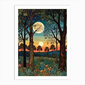 William Morris Moonlight In The Woods 15 Art Print