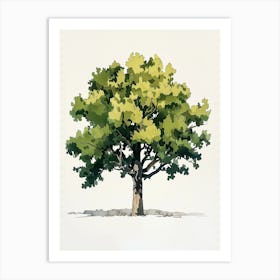 Oak Tree Pixel Illustration 2 Art Print