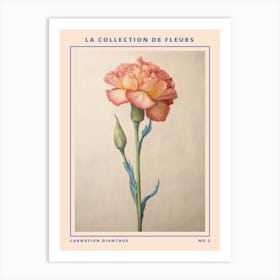 Carnation Dianthus 2 French Flower Botanical Poster Art Print