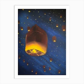 Lanterns in the night Art Print