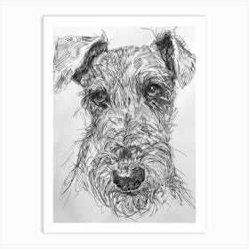 Irish Wolfhound Terrier Dog Line Sketch 3 Art Print