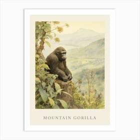 Beatrix Potter Inspired  Animal Watercolour Mountain Gorilla 2 Art Print