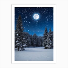 A Beautiful Snowy Night Wall Art Decoration Art Print