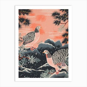 Vintage Japanese Inspired Bird Print Grouse 1 Art Print