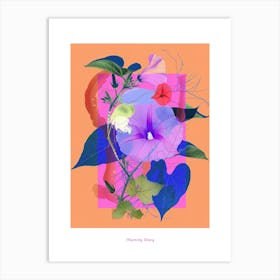 Morning Glory 4 Neon Flower Collage Poster Art Print