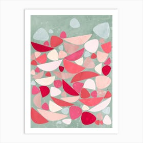 Sea Bed Abstract Red Coral Pink Sea Foam Green Art Print