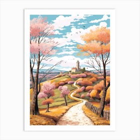 Camino De Santiago Spain 1 Hike Illustration Art Print