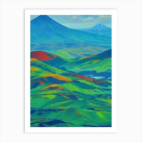 Tongariro National Park New Zealand Blue Oil Painting 1  Art Print