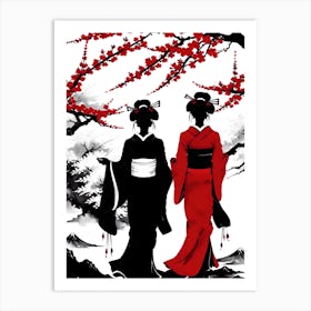 Traditional Japanese Art Style Geisha Girls 3 Art Print