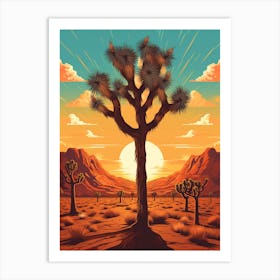  Retro Illustration Of A Joshua Trees At Dawn In Desert 2 Art Print